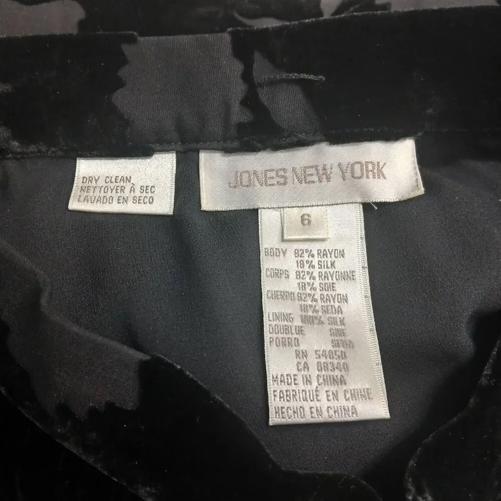 Jones New York Womens size 6 long maxi skirt velvet black silk whimsigoth y2k